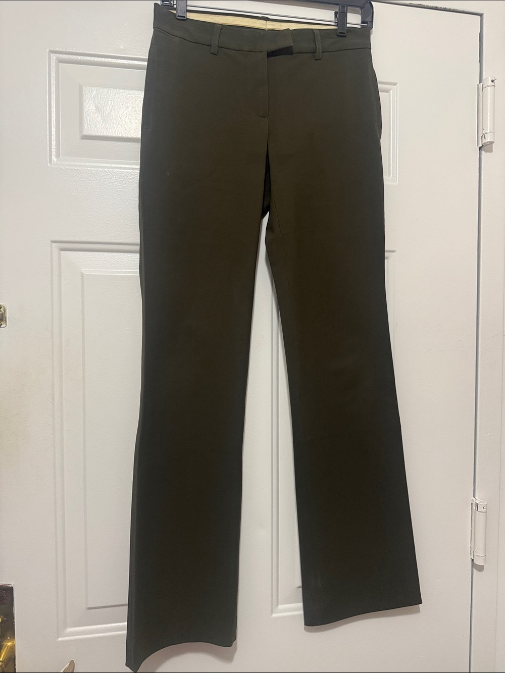 Theory Olive Green Straight-Leg Dress Pants